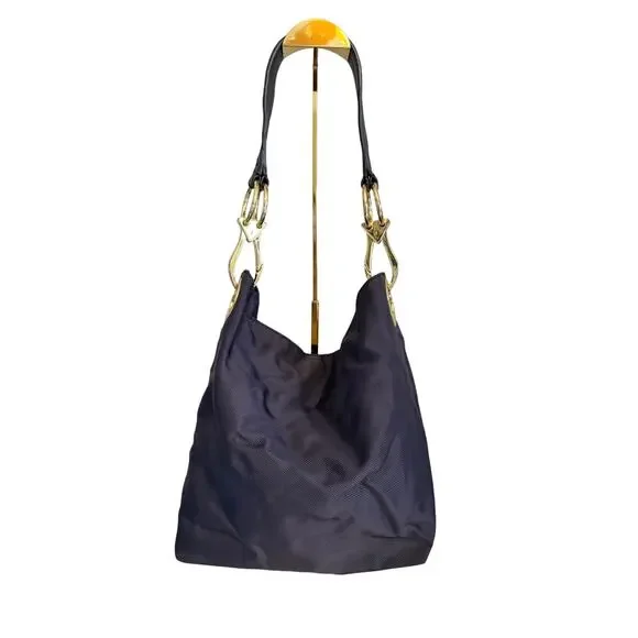 JPK Paris 75 Hobo Shoulder Bag Medium Blue Purple Boho Nylon Tote Purse Casual