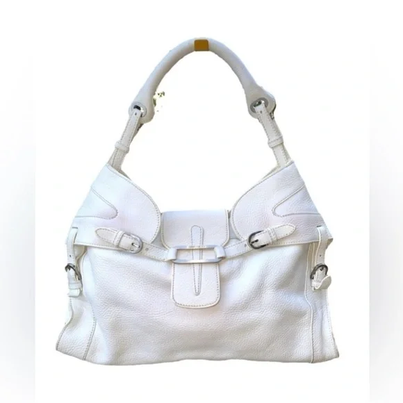 🤍 JIMMY CHOO White Pebbled Bag – Preloved Luxury 🤍