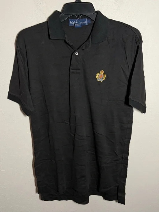 Men’s L Black Ralph Lauren Retro Preppy Lightweight Business Casual Polo Shirt