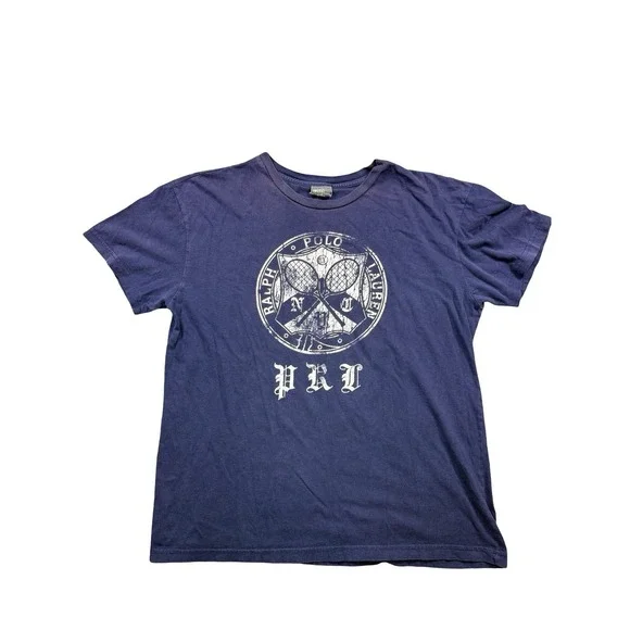 Polo Ralph Lauren Tennis Graphic T Shirt Men's Small Blue Short Sleeve Cotton