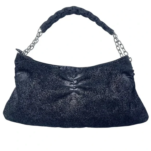 Y2K Black Glitter Small Hobo Bag Metal Chain 2006‎ Old Navy Whimsigoth Purse