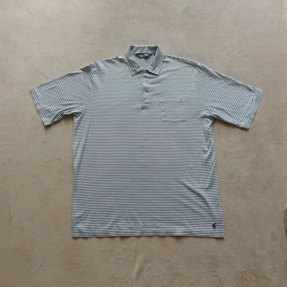Ralph Lauren Polo Golf men's Short Sleeves Polo Shirt Blue Striped Sz L