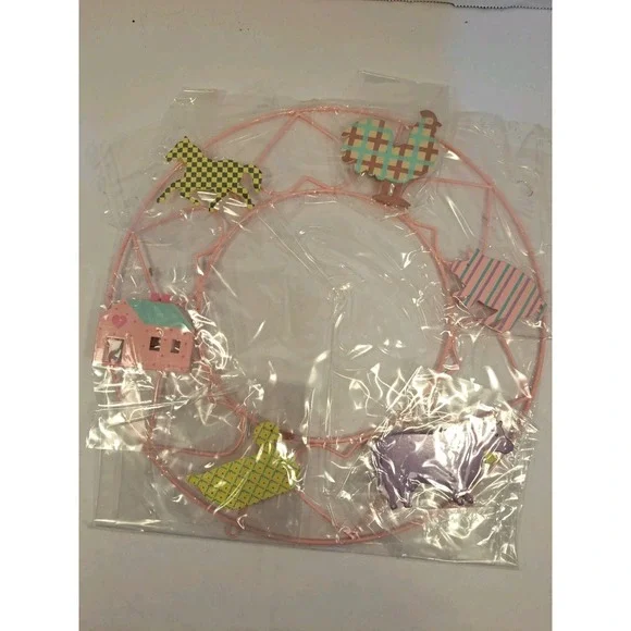 Vintage Avon Country Kitchen Magnet Wreath Metal Pink Heart 7 Pcs. 10.5
