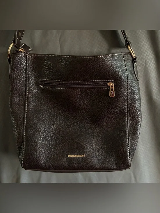 Montana West Brown Pebbled Vegan Leather Hobo Shoulder Bag w/Gold-Toned Hardware