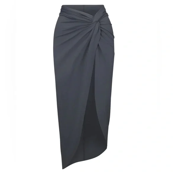 Skims🏖️Recycled Swim Sarong Skirt (cover up style!)– Size Medium, Gunmetal, NWT!