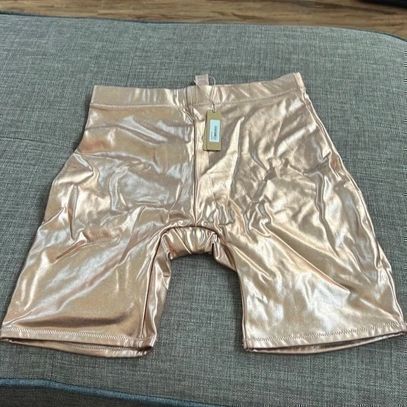 Skims Metallic Swim Mid Waist Shorts