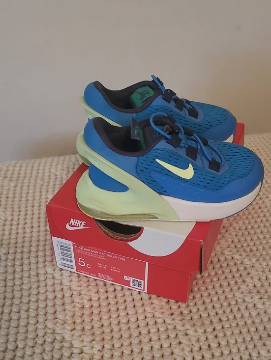 Nike Kids Blue Sneakers with Lime Accents