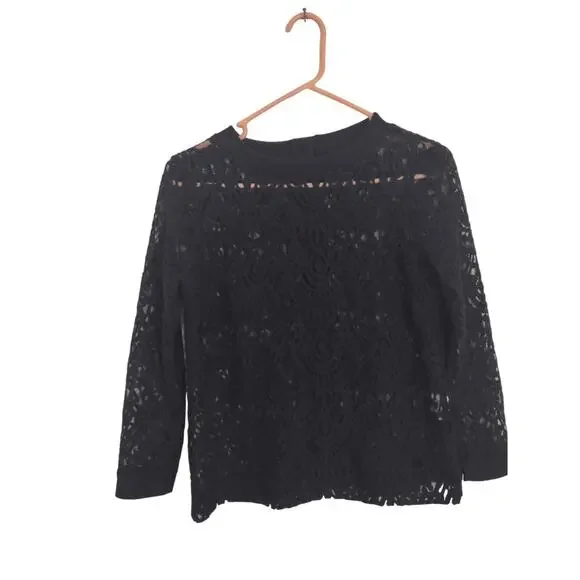 Banana‎ republic Lace Sheer Blouse Black Size Small Grunge Whimsigoth