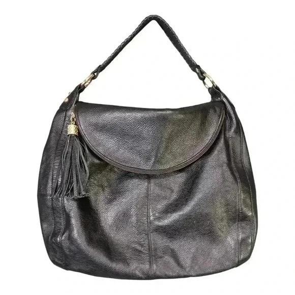 Onna Ehrlich Rachel Hobo Purse Black Leather Tassel Large