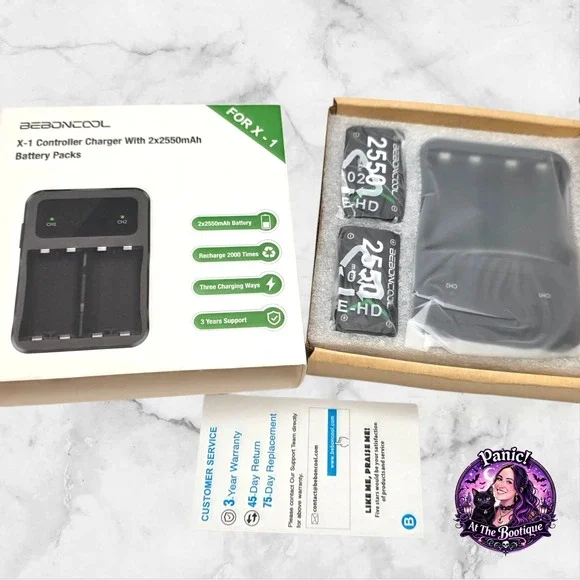 BEBONCOOL X-1 Controller Charger for Xbox One 2x2550mAh Battery Packs Black‎ New
