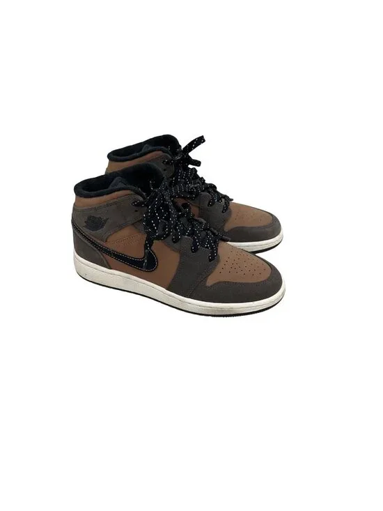 Nike Air Jordan 1 Mid SE DC7248-200 Dark Chocolate Sneakers Shoes Youth sz 4.5Y