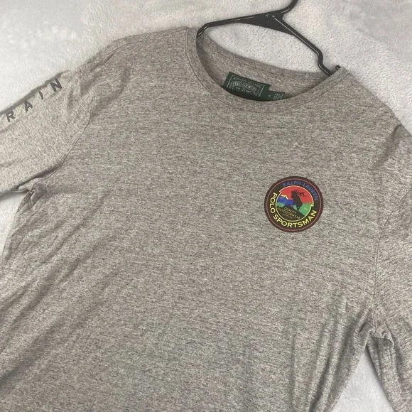 Polo Country Ralph Lauren Shirt Mens Medium Gray Polo Sportsman Logo Long Sleeve