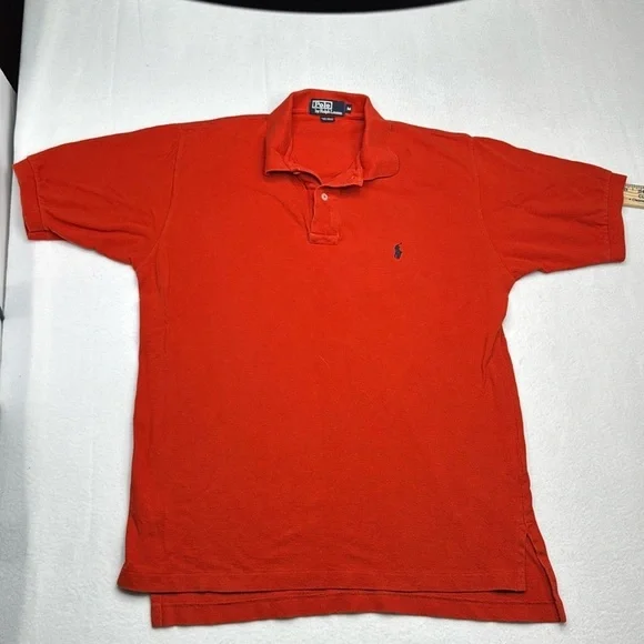 Ralph Lauren men’s polo shirt size M Medium orange 100% cotton vintage Y2K