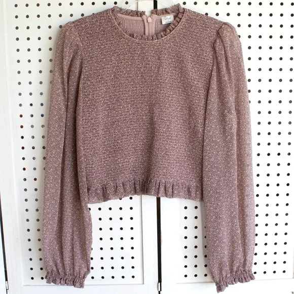Wilfred Womens SIZE L Aritzia Tempest Long Sleeve Smocked Top