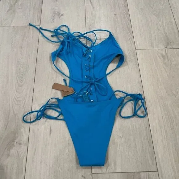 SKIMS Signature Swim Lace Up Monokini size L