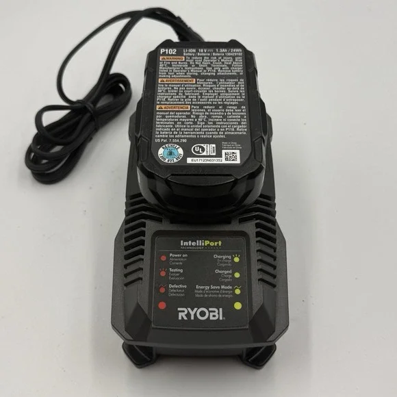 Ryobi P102 18V ONE+ Lithium Ion Battery & IntelliPort Charger Bundle