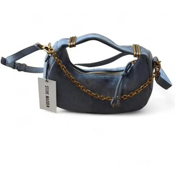 Steve Madden Blue Faux Suede Hobo Bag