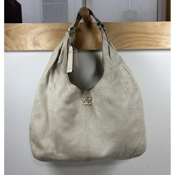 VTG Coach Julia Hobo Shoulder Bag Beige Oatmeal Pebble Leather Slouchy Purse Y2K