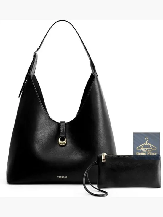 Large Slouchy Hobo Bag with Wallet, PU Leather Shoulder Tote Purse