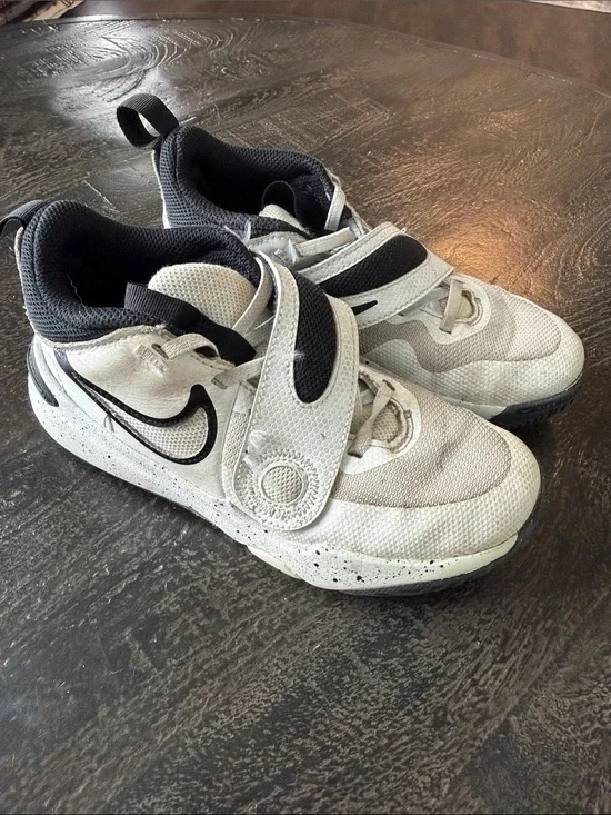 Nike Kids White and Black Velcro Athletic Sneakers