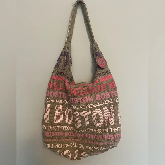 Robin Ruth Pink and Tan Boston Hobo Bag 100% Cotton