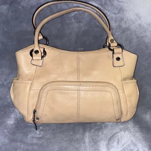 Tignanello Tan Leather Organizer Bag - Hobo Style