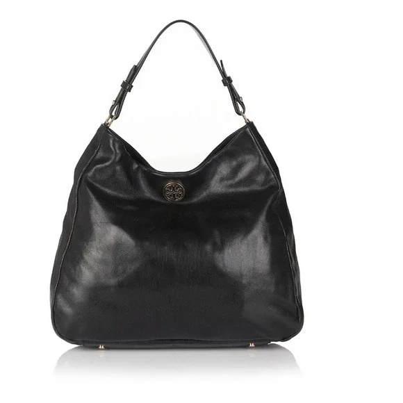 Tory Burch Dena Leather Slouch Hobo with Logo Medallion LuX