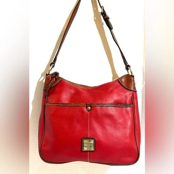Dooney & Bourke Red and Brown Leather Hobo Bag