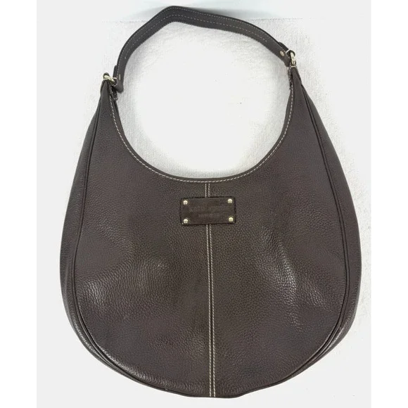 Kate Spade New York Brown Pebbled Leather Hobo Shoulder Bag Purse