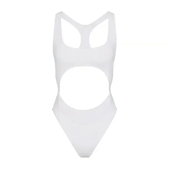 Skims Swims Women Size 4X Cut Out Monokini One Piece Swimsuit White SW-MKN-0012