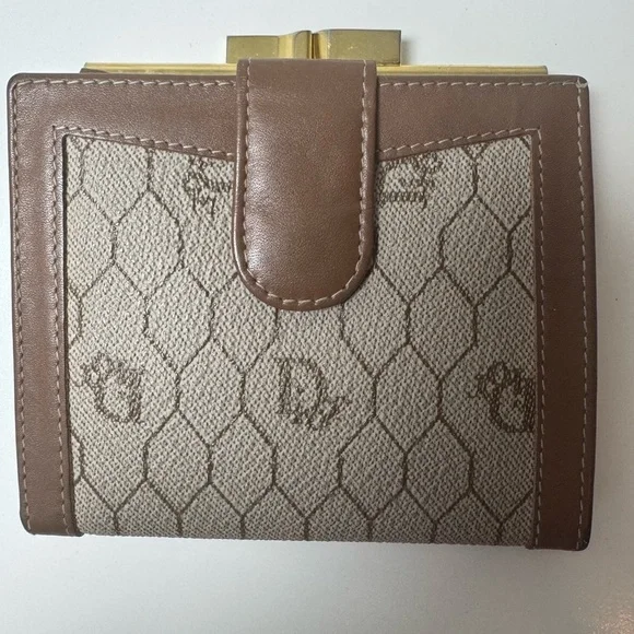 Christian Dior Vintage Women’s Bifold Honeycomb Monogram Canvas Compact Wallet