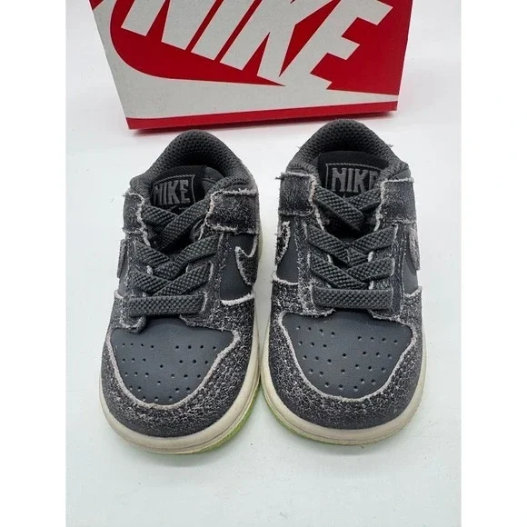 Nike Dunk Low Toddler Sneakers Grey Lime Green Distressed Style 3C