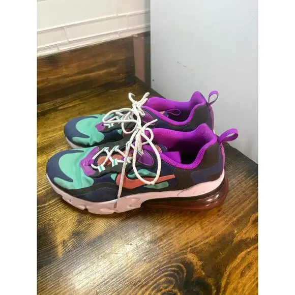 Nike Air Max 270 React Purple And Blue‎ Sneakers Size 7Y