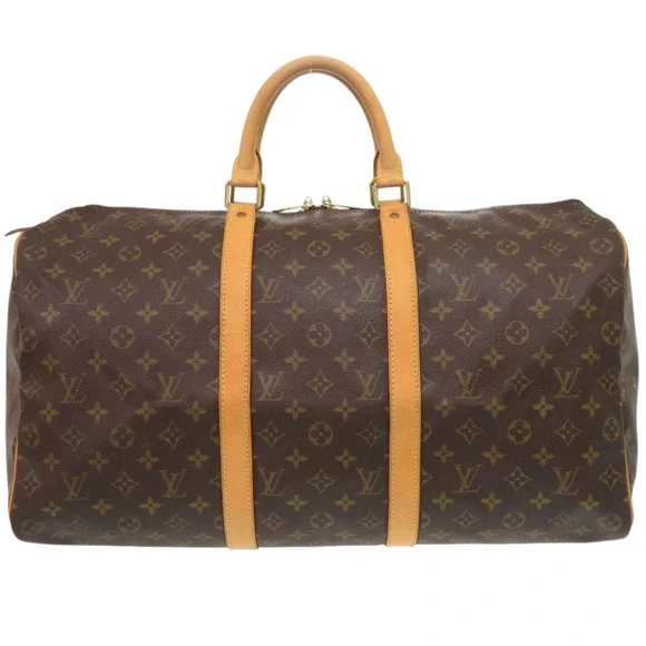 LOUIS VUITTON Brown Monogram Keepall 50 Boston Bag