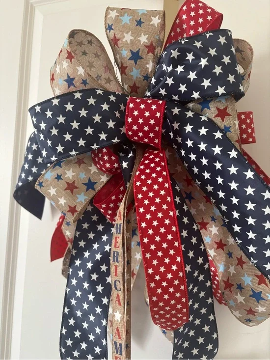 XL Patriotic Bow Multi-seasonal Star Wreath DIY Accent 250 Birthday Final Sale