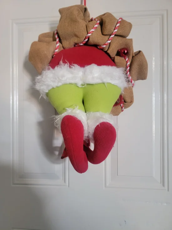 Holiday Grinch-Inspired Door Hanger - Red & Lime Green