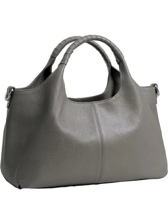 Women's Gray Genuine Leather Shoulder Satchel Designer Crossbody Hobo Bags