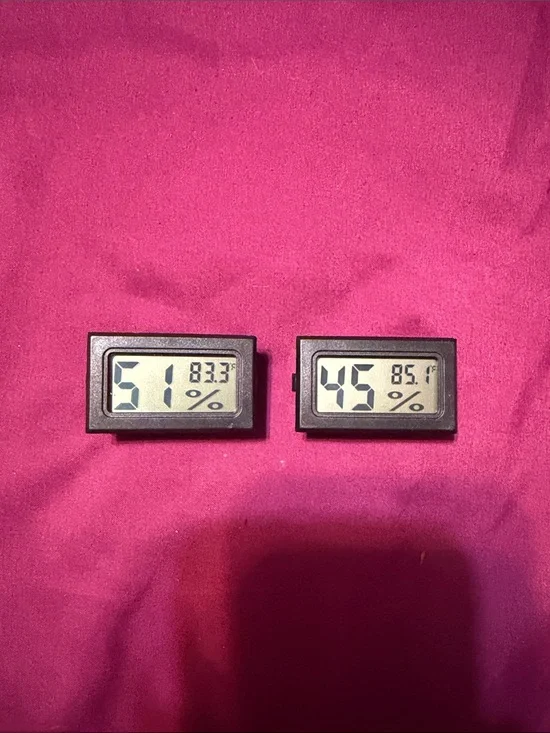Digital Mini Hygrometer/Thermometer Duo - Black - Pink Background