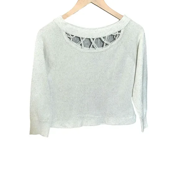Allegra Gold Womens Metalic Gold Long Sleeve Cutout Crop Top Size Small