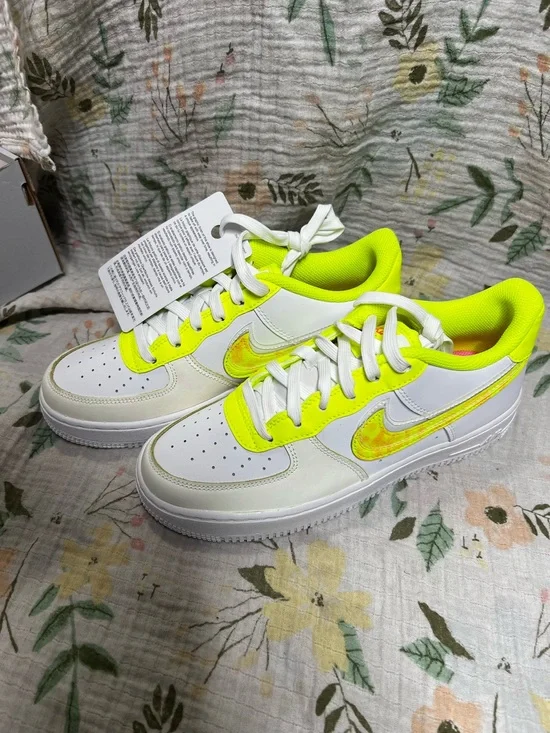 Nike Air Force 1 LV8 Neon Yellow and White Shoes