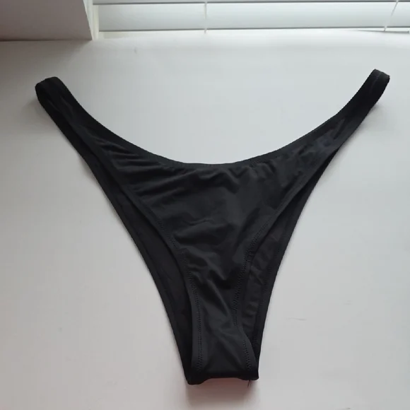 SKIMS Recycled Swim Micro Tanga Black High-Cut Bikini Bottom 4X G164