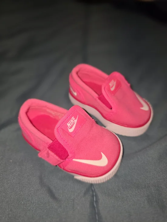 Nike Kids Slip-On Sneakers - Hot Pink with White Swoosh