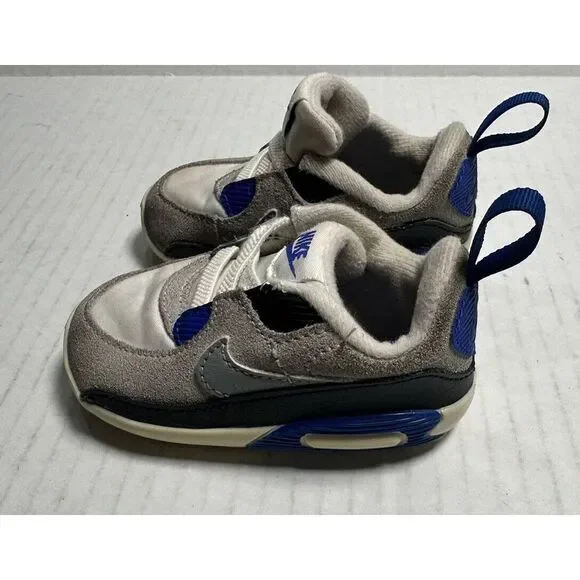 Nike Max 90 Baby Unisex Shoes Size 4c Boy/Girl blue white‎ gray