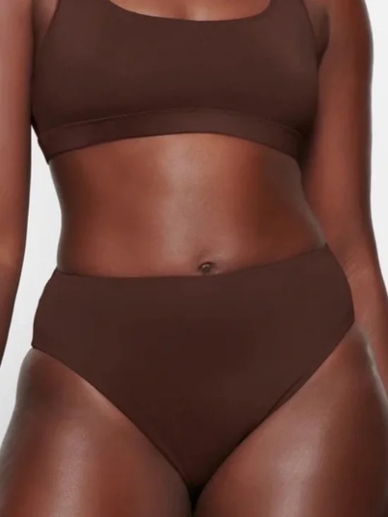 SKIMS Recycled Swim Cocoa Mid Waist Bikini Bottoms
