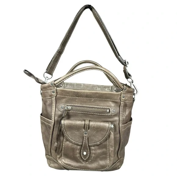 Y2K Abercrombie & Fitch Leather Hobo‎ Tote Bag Brown Slouchy Satchel Shoulder