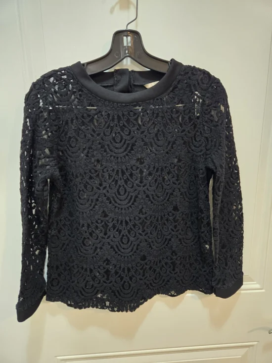 Banana Republic Black Lace Long Sleeve Top