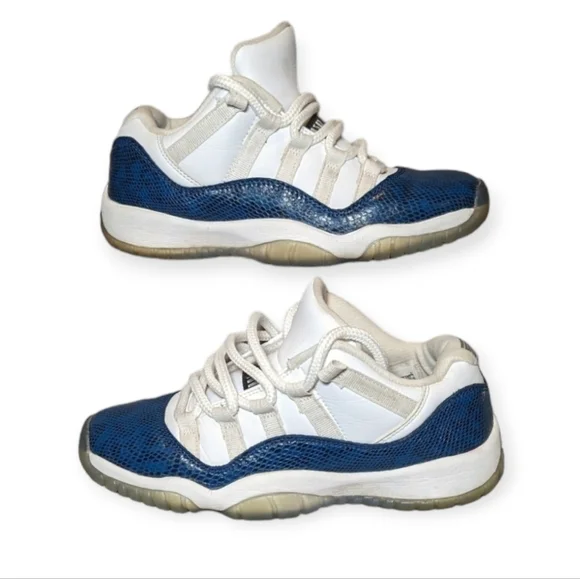 Nike Air Jordan 11 Retro Sneakers Low Top Snake Navy White CD6847-102 Size 5Y