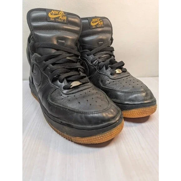 Nike Air Force 1 High Triple Black Sneakers Vintage 2000 Youth Size 7
