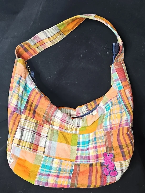 Patchwork Plaid Hobo Bag - Multicolor