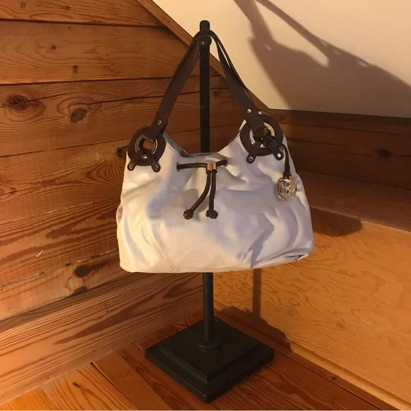 Michael Kors Cream and Brown Hobo Shoulder Bag, ECU, 17”